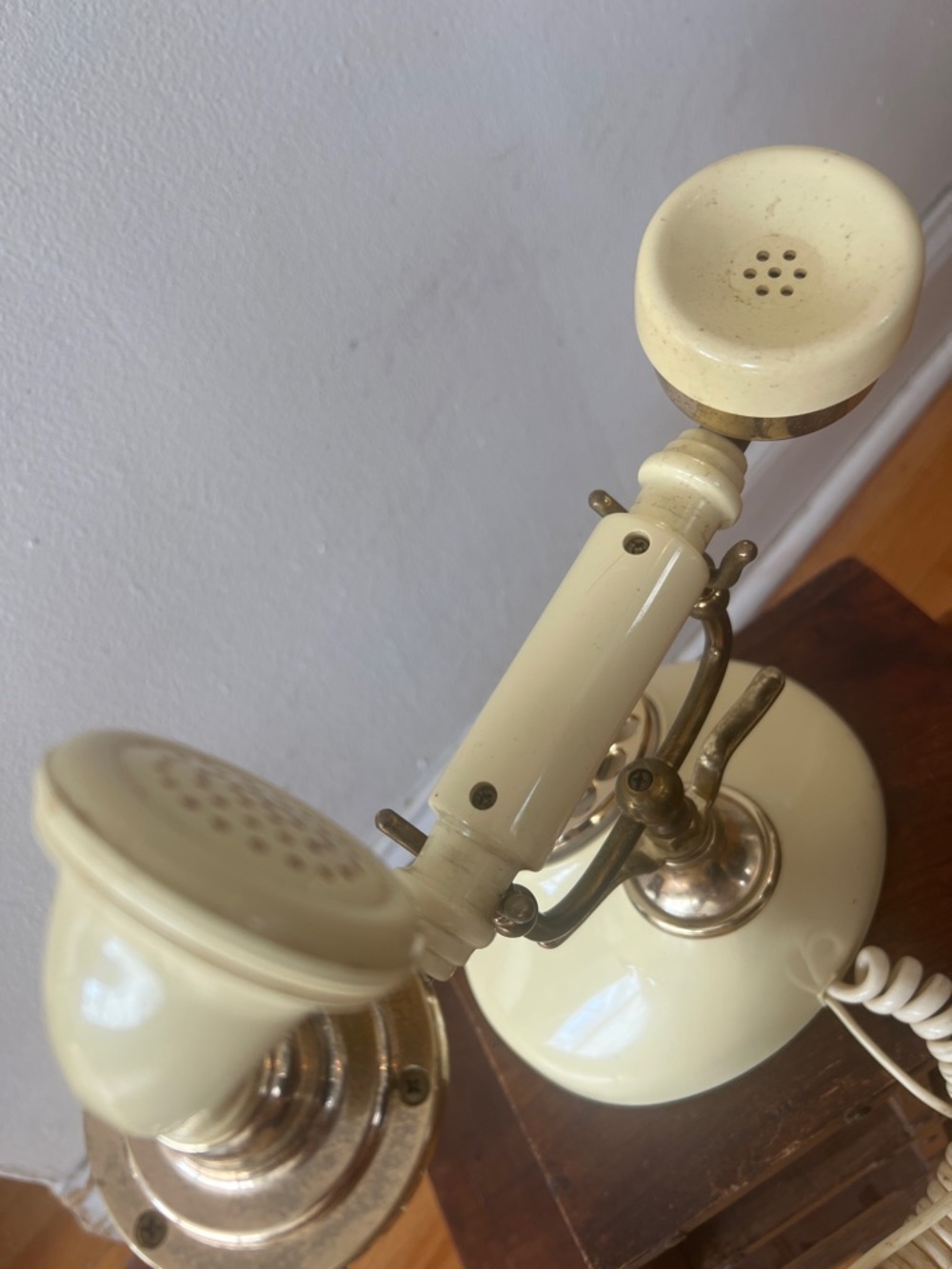 Vintage Cream and Brass Rotary Telephone - Picture 5 of 7